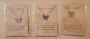 Make A Wish Butterfly Necklace Lot Of 3 Great Party Bag Wedding Favour Girls